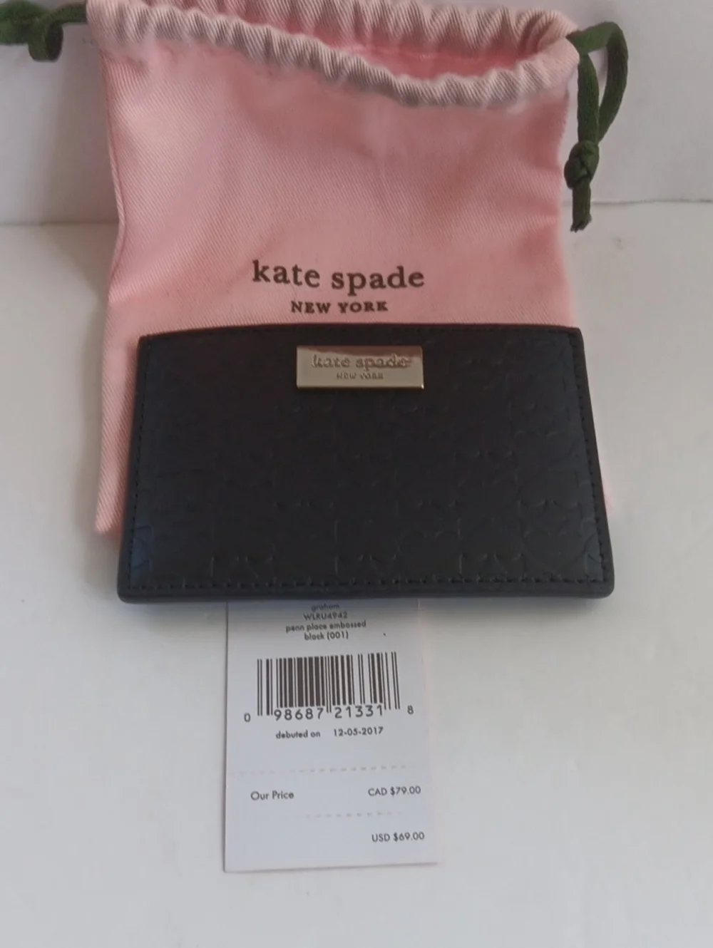 Kate Spade Penn Place Embossed Graham Card Holder Blackwallet